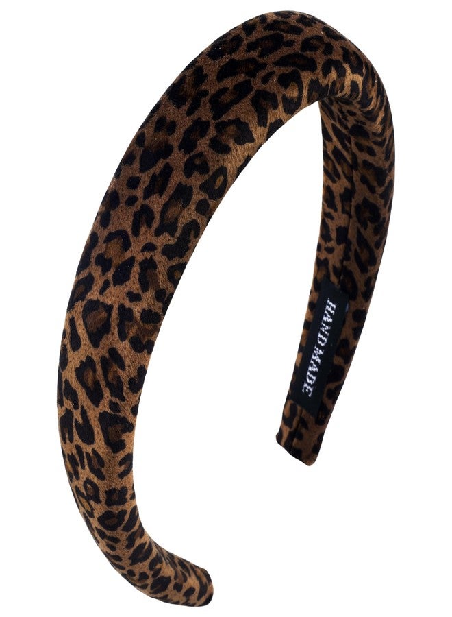 PLwelth Leopard Print Headband for Women Girls Golden Velvet Headband Cute Leopard Hairband Fashion No Slip Wide Hairband for Thin Thick Hair Trendy Hair Accessories for Party Decor Stocking Stuffer - Image 1